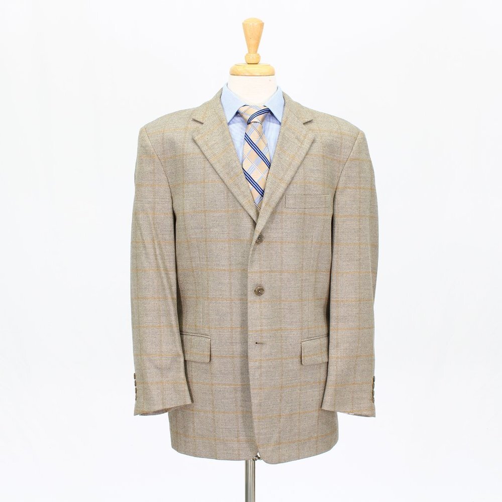 Tallia 42R Brown Check 3-Button Sport Coat Blazer Jacket O653